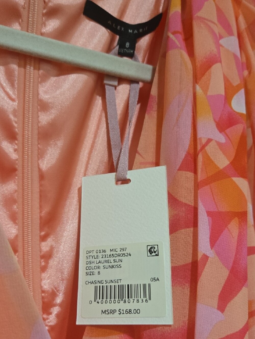 Alex Marie Coral & Pink Floral Print Wrap Dress Size 8 NEW - Picture 3 of 6